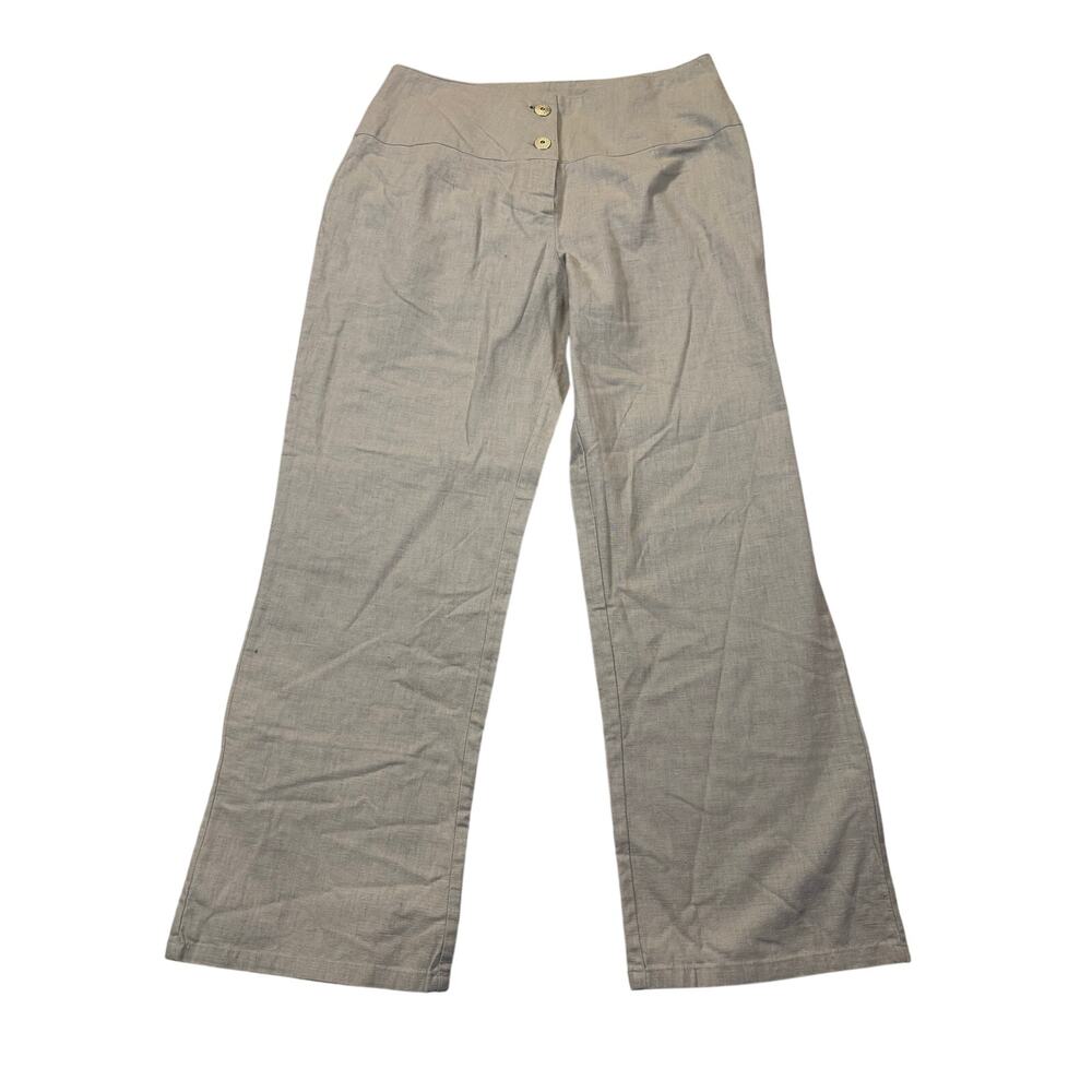 Vintage Newport News Pants Women's 12 Linen Cotton Blend Wide Leg High Waist